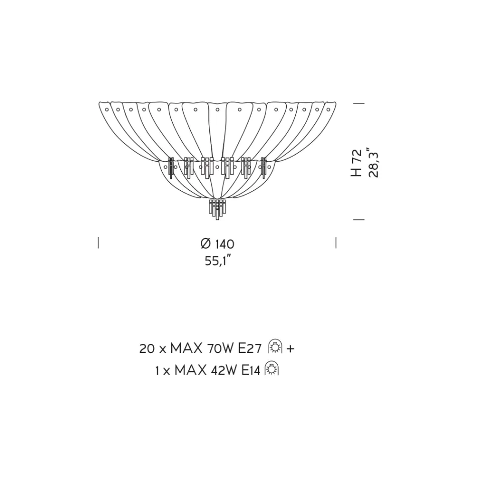 Klassische Deckenlampe aus venezianischem Glas und Metall Made in Italy - Fabiana Viadurini