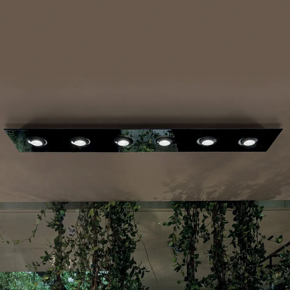 Deckenleuchte mit flacher Glasplatte mit Absenkungen - Kora Viadurini