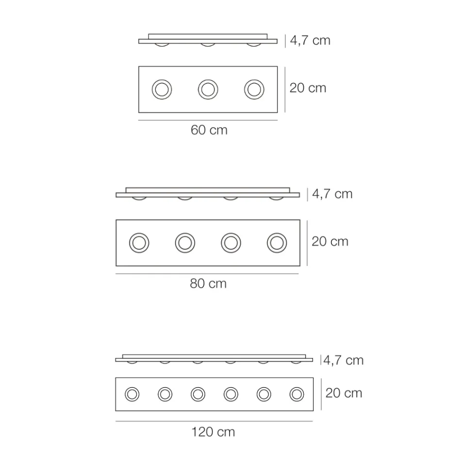 Deckenleuchte mit flacher Glasplatte mit Absenkungen - Kora Viadurini