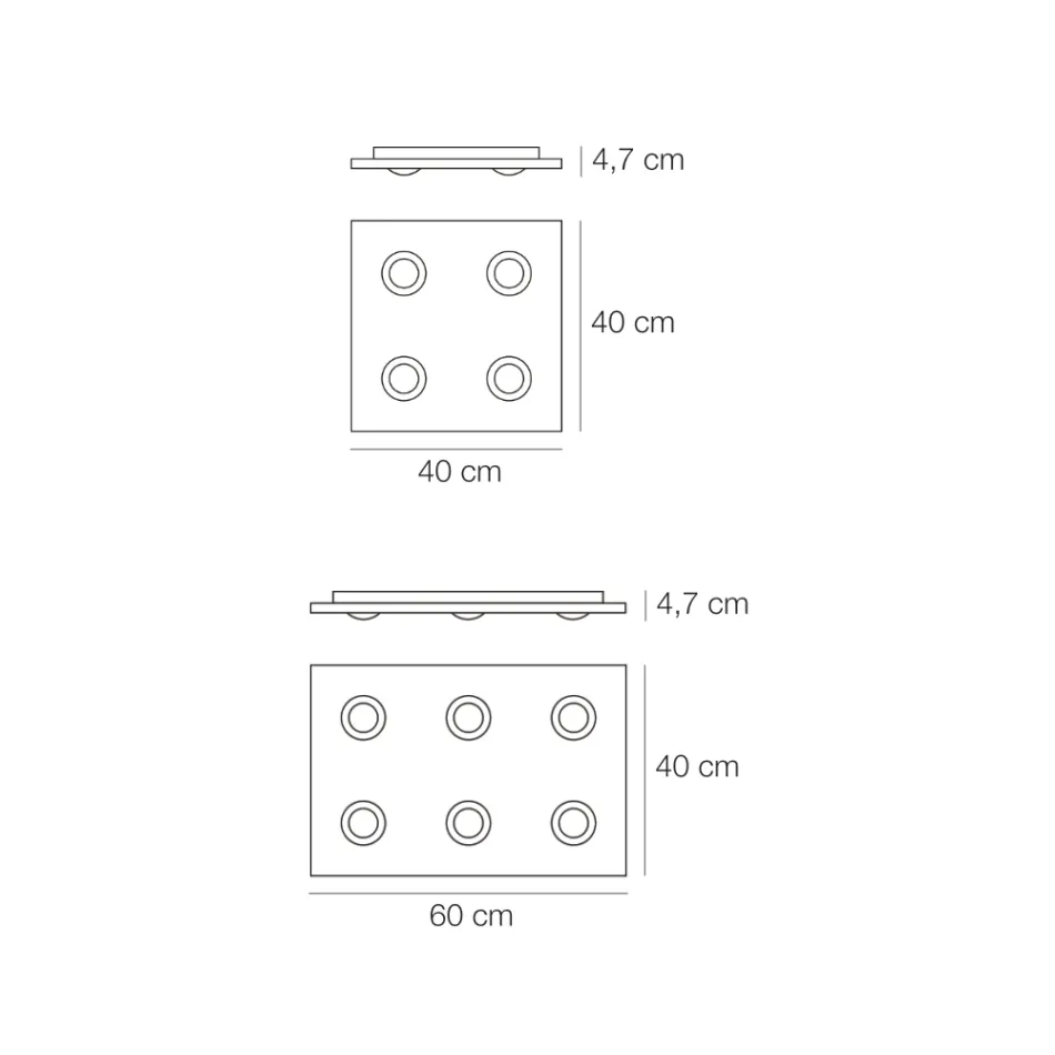 Deckenleuchte mit flacher Glasplatte mit Absenkung Made in Italy - Kora Viadurini
