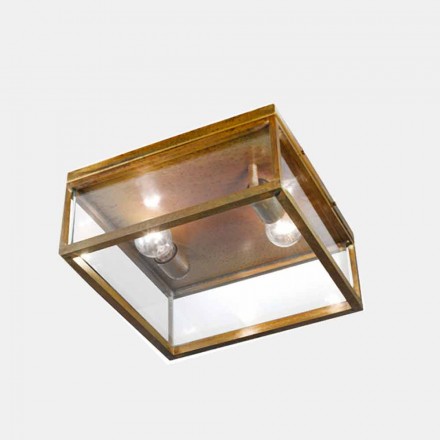 2-flammige Außen-Deckenlampe aus Messing und Vintage-Glas - Framework von Il Fanale Viadurini