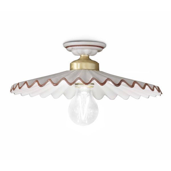 Plissee-glänzende keramik-deckenlampe und handbemalter rand - laquila