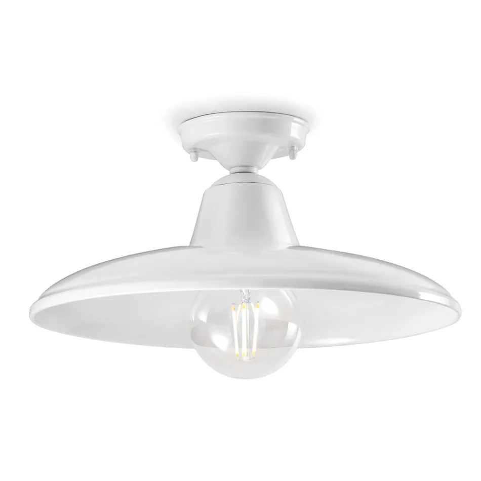 Industrielle Vintage Design Deckenlampe aus schwarzer Keramik und Eisen - Bew Viadurini