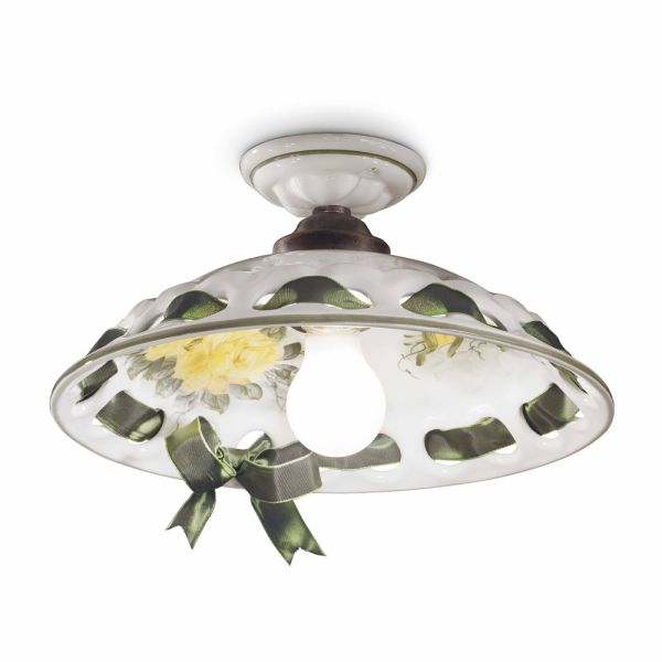 Handgefertigte deckenlampe aus metall und keramik mit passanastri - neapel