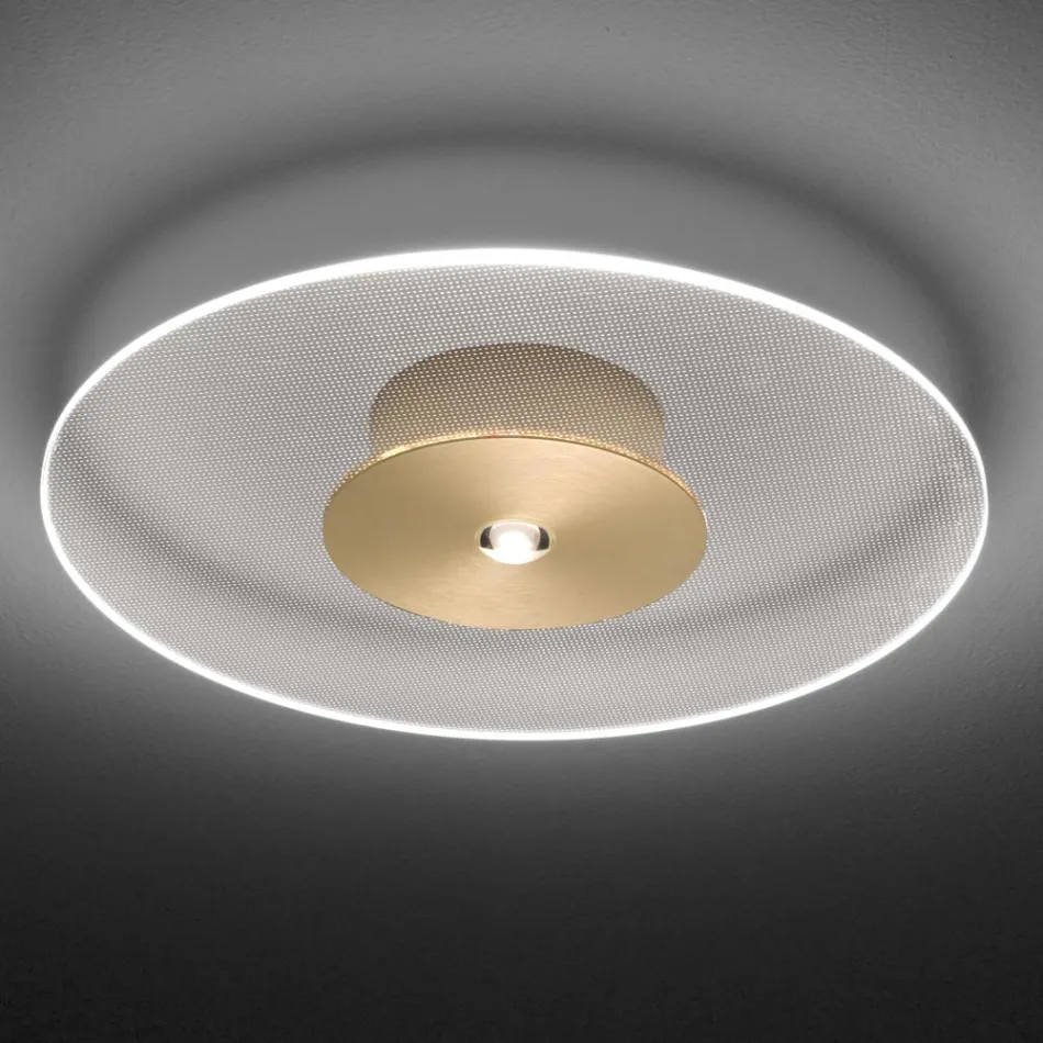 Deckenleuchte aus Metall mit mikrogepunktetem Plexiglasdiffusor - Nora Viadurini