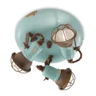 Industrielle Deckenleuchte 3 Strahler aus Eisen und handgefertigter Keramik - Loft Viadurini