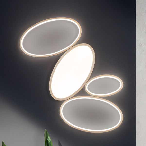 Moderne dimmbare led-deckenlampe aus weißem oder goldenem metall - raissa
