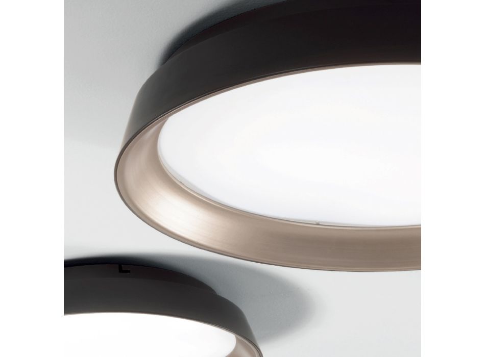 Runde LED-Deckenlampe in modernem Design aus schwarzem und goldenem Metall - Rondola