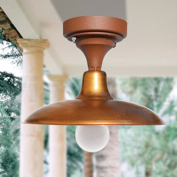 Vintage-deckenleuchte für den außenbereich aus aluminium und messing, hergestellt in italien – adela