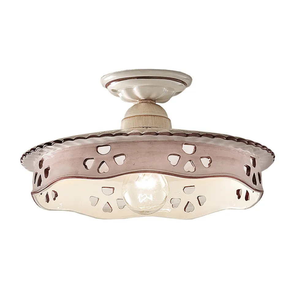 Vintage Deckenlampe aus Keramik und handgefertigtem Eisen 2 Größen - Alessandria Viadurini