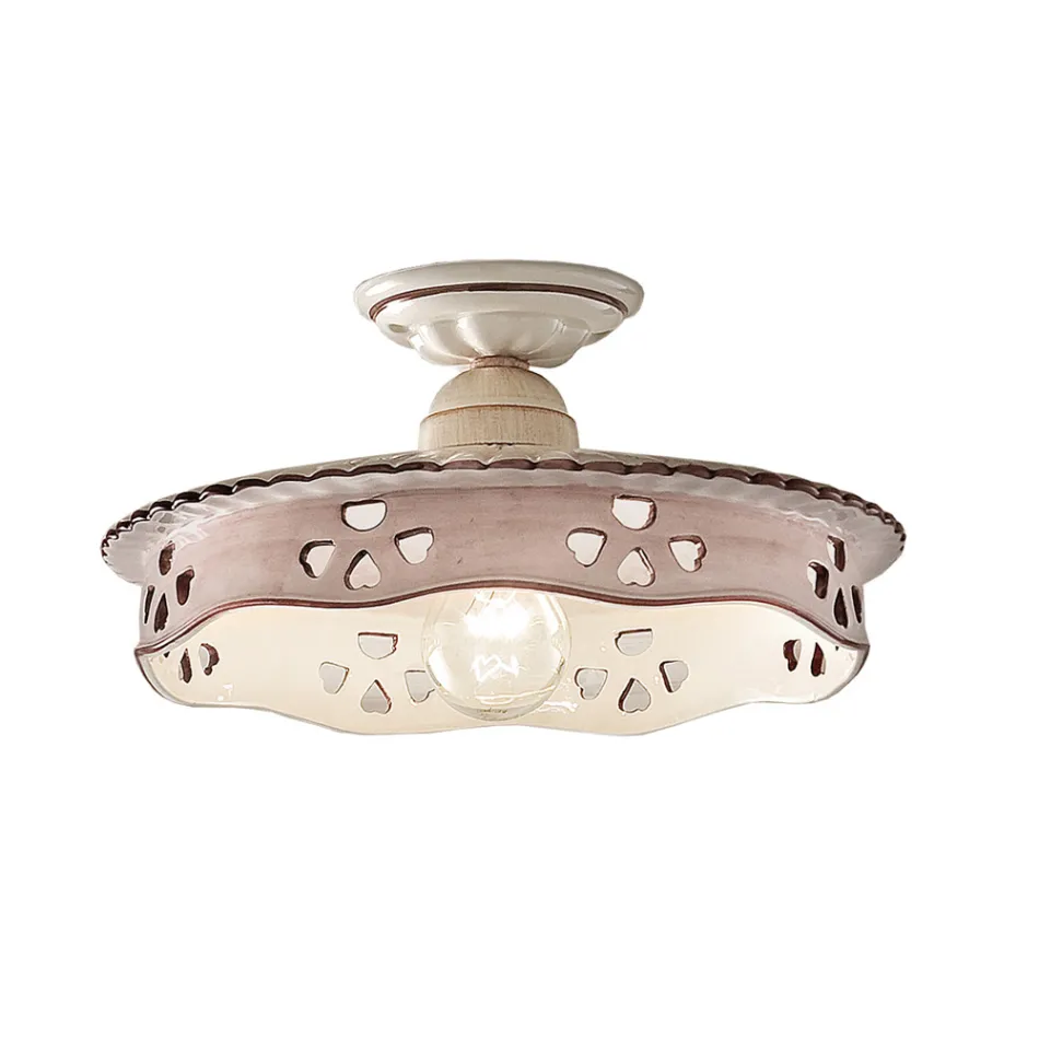 Vintage Deckenlampe aus Keramik und handgefertigtem Eisen 2 Größen - Alessandria Viadurini