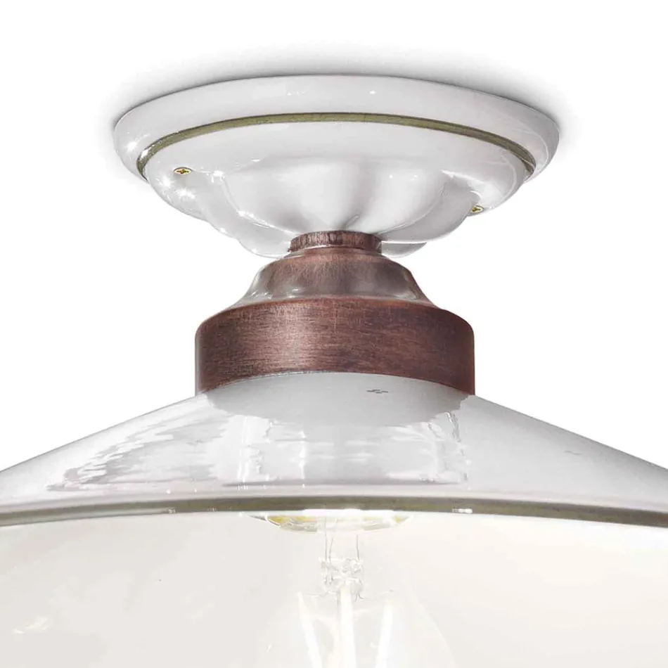 Vintage Deckenlampe aus Keramik und handgefertigtem Eisen in 3 Größen - Asti Viadurini