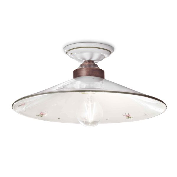 Vintage deckenlampe aus keramik und handgefertigtem eisen in 3 größen - asti