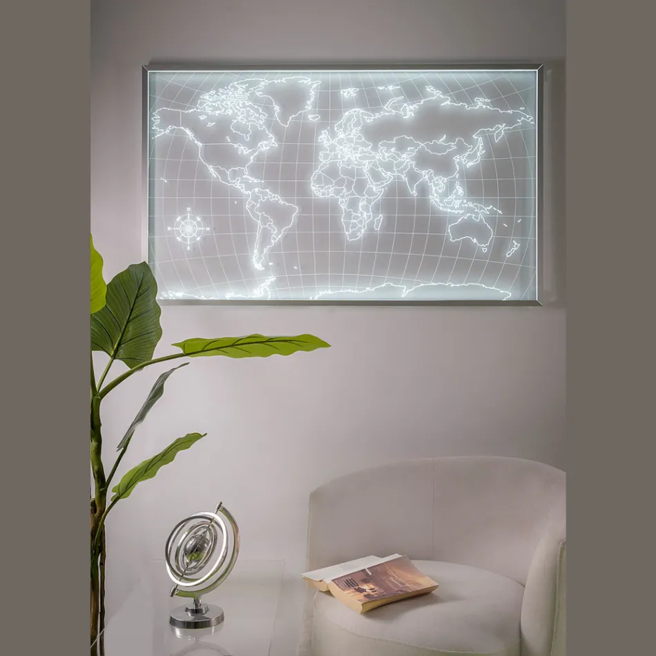 Amaris Beleuchtete Wandplanisphäre aus Plexiglas, hergestellt in Italien Viadurini