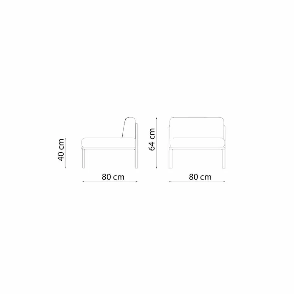 Zentraler modularer Sessel für den Außenbereich aus Metall und Stoff Made in Italy - Cola Viadurini