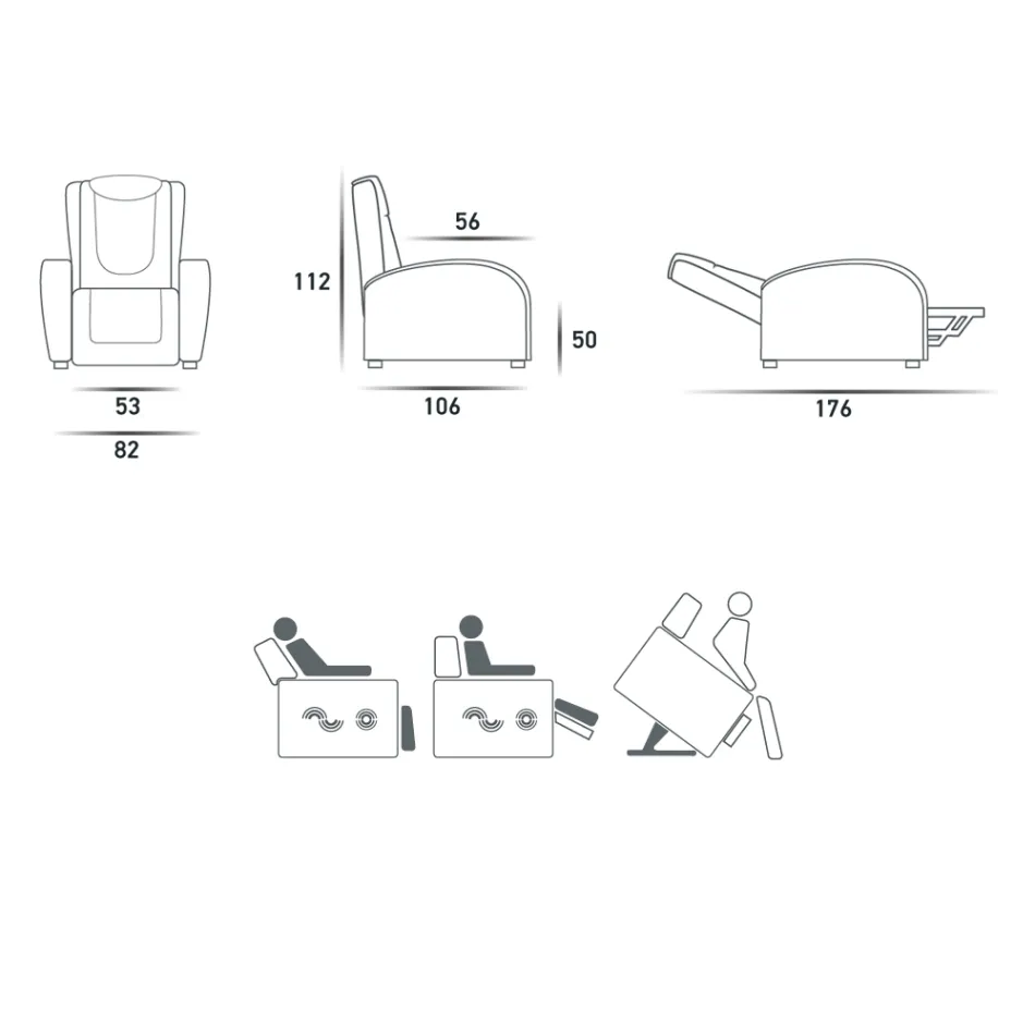 2 motorischer Hebestuhl mit Shiatsu-Massage made in Italy Bria Viadurini