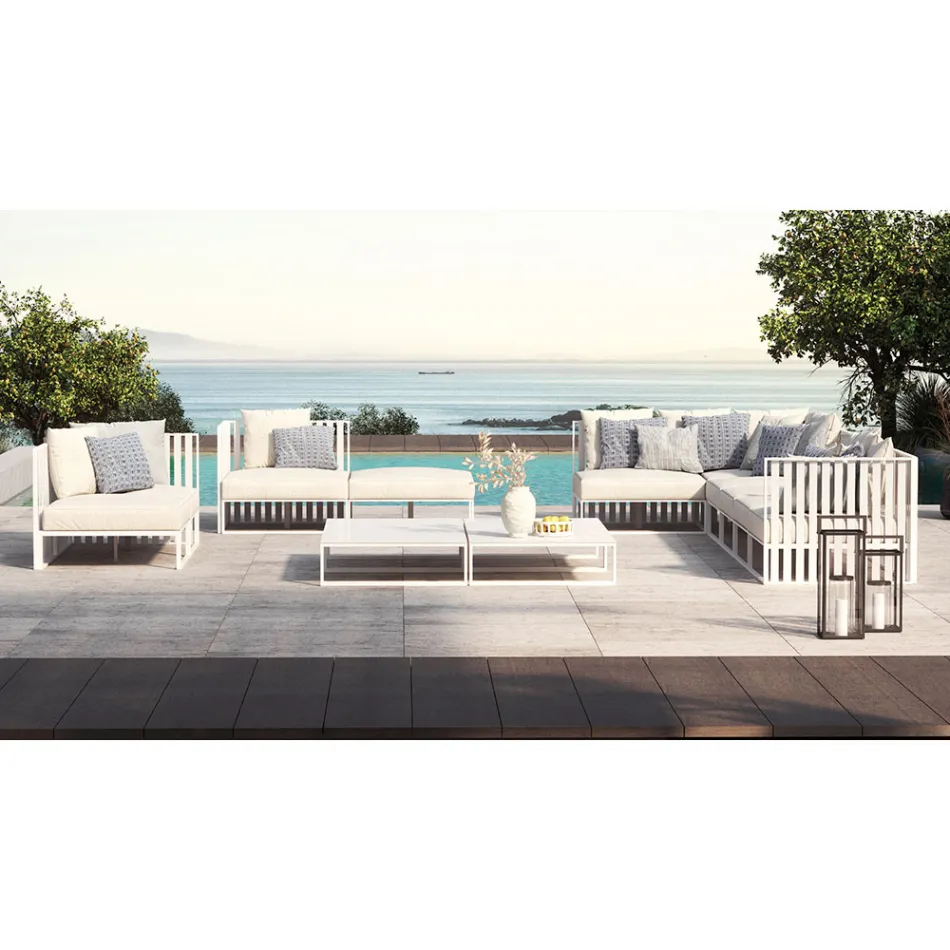 Outdoor-Sessel mit linker Ecke aus Aluminium und Gurten Made in Italy - Juliediv Viadurini