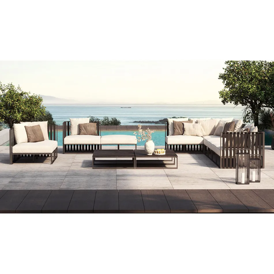 Outdoor-Sessel mit linker Ecke aus Aluminium und Gurten Made in Italy - Juliediv Viadurini