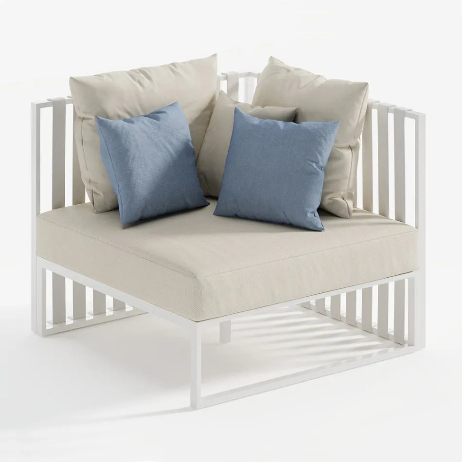 Outdoor-Sessel mit linker Ecke aus Aluminium und Gurten Made in Italy - Juliediv Viadurini