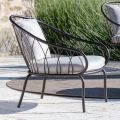 Niedriger Gartensessel aus Metall und Kissen Made in Italy - Fontana