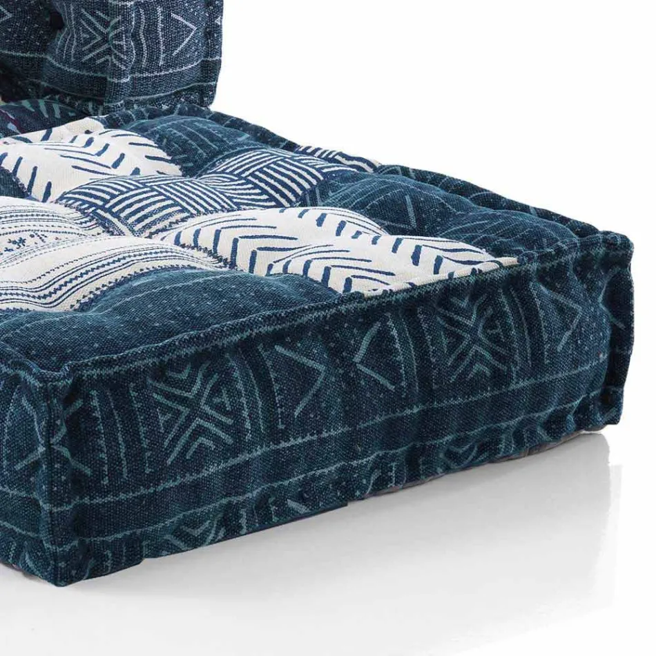 Ethnic Design Chaise Longue Sessel aus grauem oder blauem Samt Viadurini