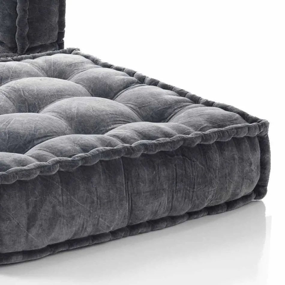 Ethnic Design Chaise Longue Sessel aus grauem oder blauem Samt Viadurini