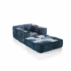 Ethnic Design Chaise Longue Sessel aus grauem oder blauem Samt Viadurini