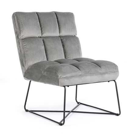 Klassischer Sessel aus Stahl und gepolstertem Sitz in 2 Farben Samt - Guire Viadurini