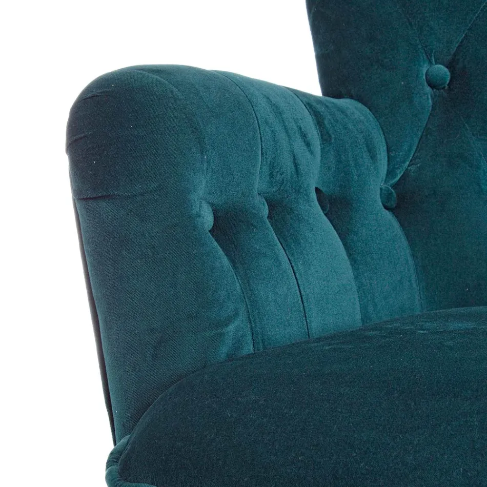 Klassischer Sessel aus Holz und gepolstertem Sitz aus gesteppter Baumwolle - Monny Viadurini