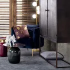 Klassischer Sessel aus gepolstertem Holz mit Samteffekt Homemotion - Nichy Viadurini