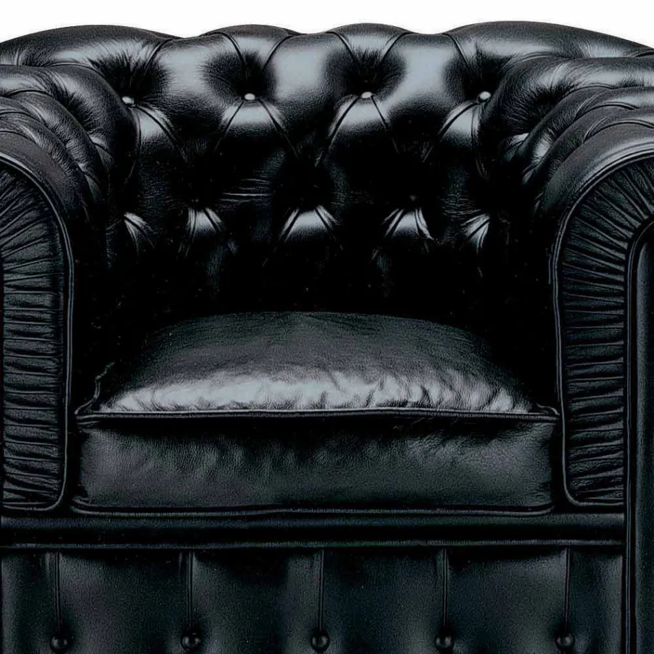 Klassischer Ledersessel mit Holzfüßen Made in Italy - Idra Viadurini