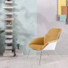 Sessel mit Metallgestell, Polypropylenstruktur und Stoffkissen - Tablet Viadurini