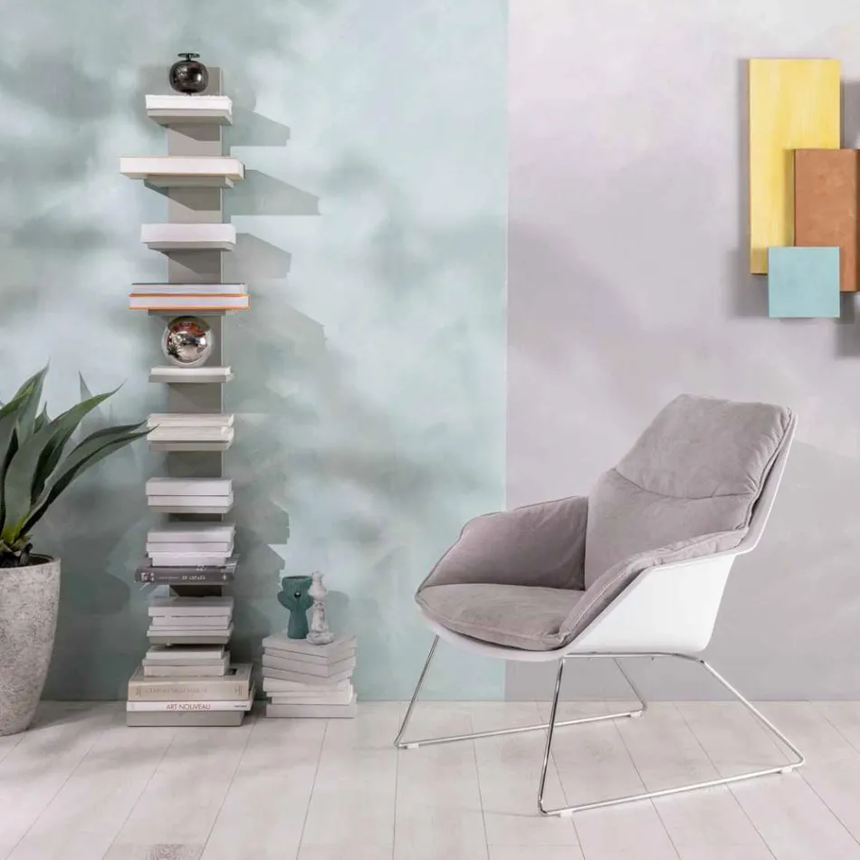 Sessel mit Metallgestell, Polypropylenstruktur und Stoffkissen - Tablet Viadurini