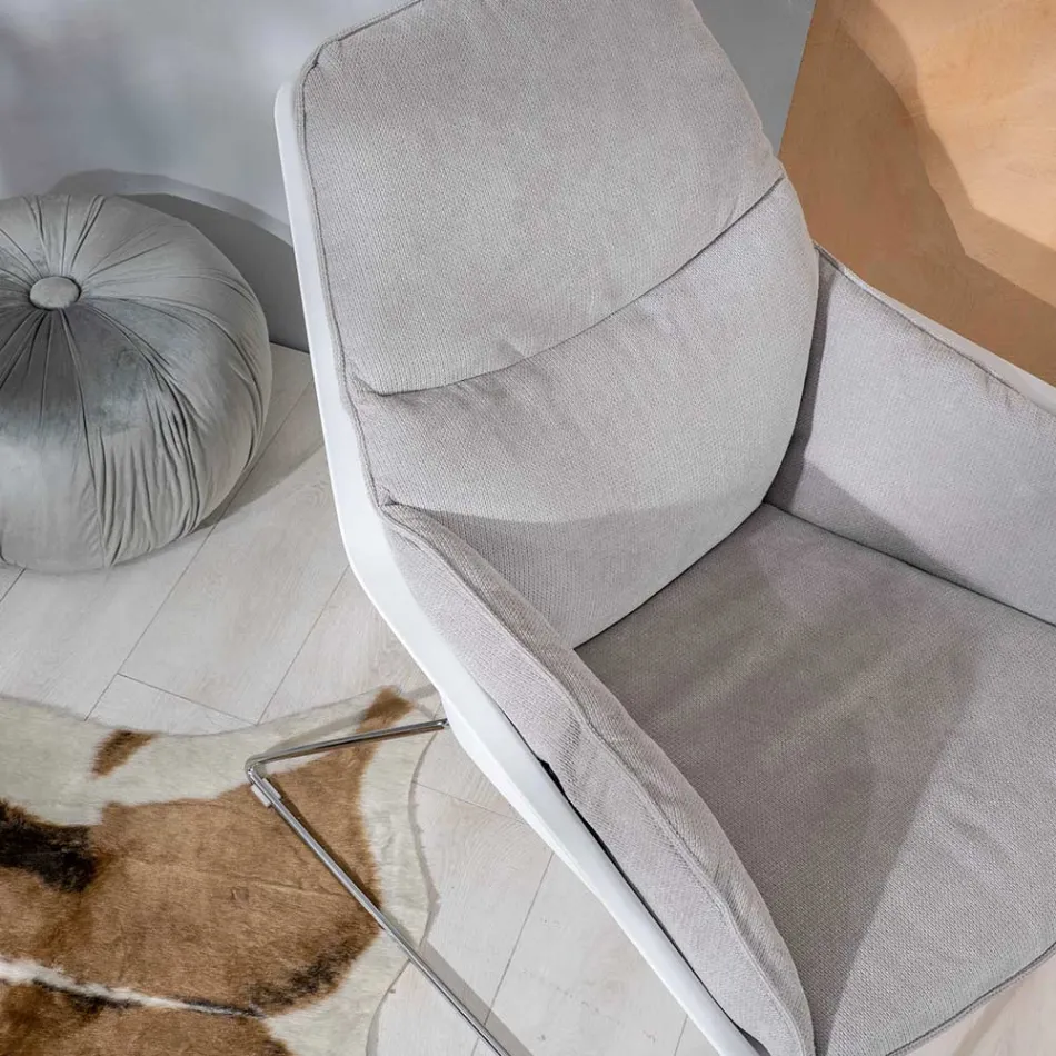 Sessel mit Metallgestell, Polypropylenstruktur und Stoffkissen - Tablet Viadurini