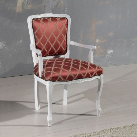 Sessel mit Armlehnen und Struktur aus weiß lackiertem Holz, hergestellt in Italien – Cat Viadurini