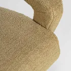 Sessel mit Armlehnen aus Gummibaumholz und Sitz mit Wolleffekt - Patrizia Viadurini