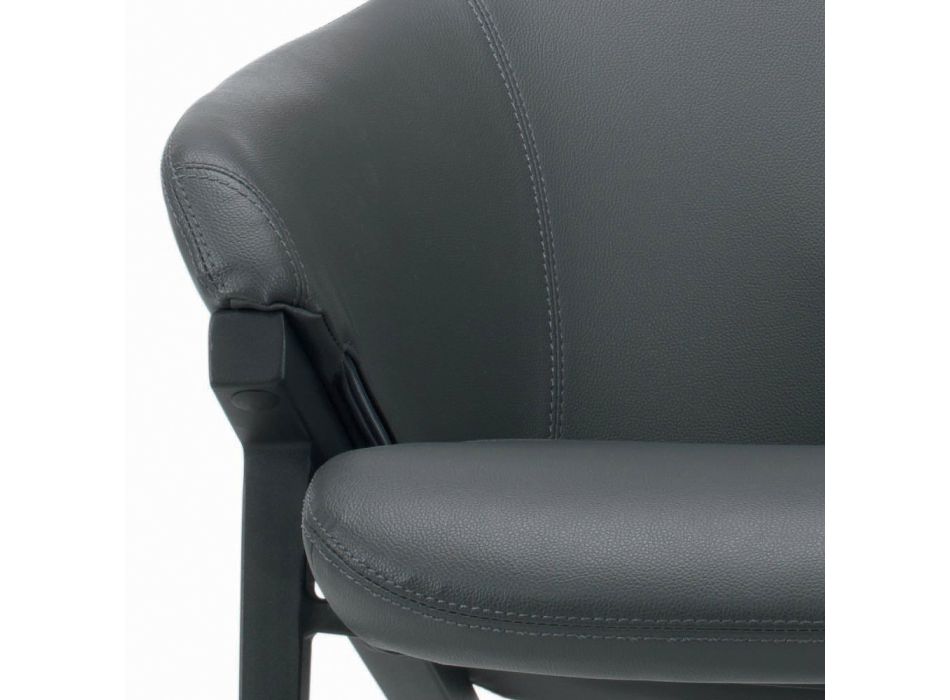 Sessel mit Stahlstruktur und Graphit-Öko-Ledersitz, hergestellt in Italien – Reggio Viadurini