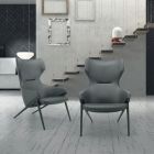 Sessel mit Stahlstruktur und Graphit-Öko-Ledersitz, hergestellt in Italien – Reggio Viadurini