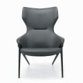 Sessel mit Stahlstruktur und Sitz aus graphitfarbenem Öko-Leder, hergestellt in Italien – Reggio