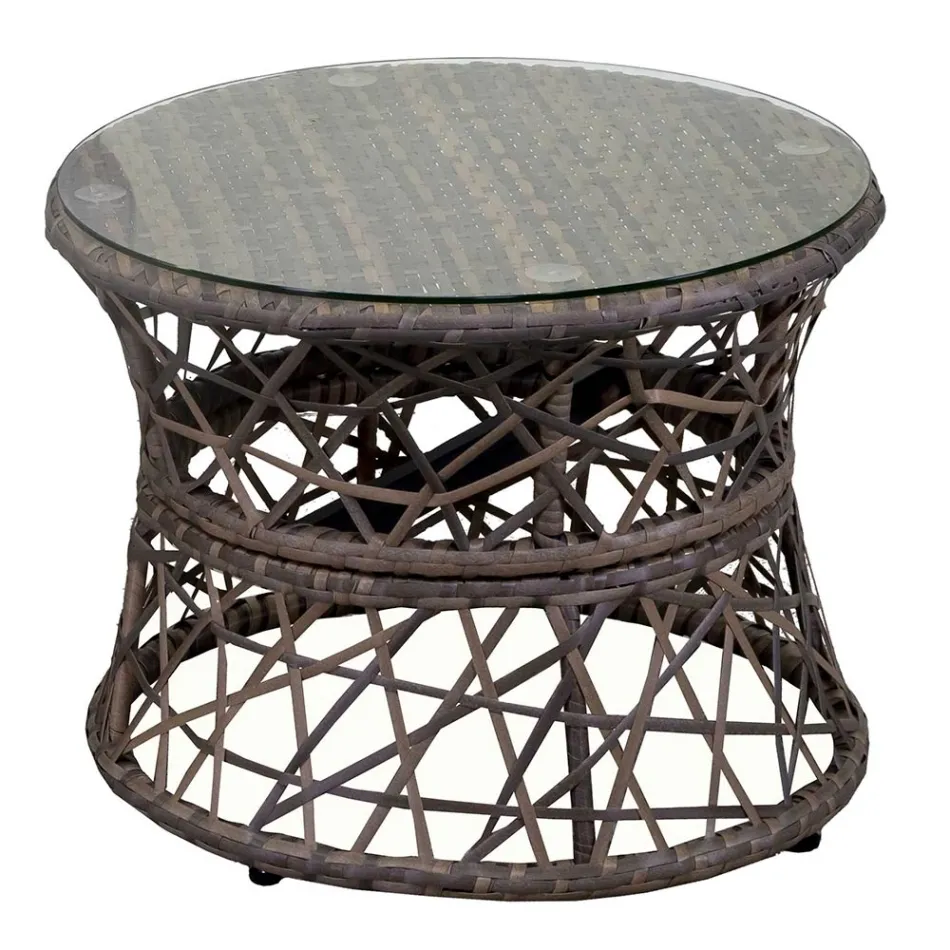 Sessel mit Alurahmen mit Polyrattan bezogen und Couchtisch - Puntina Viadurini