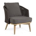 Outdoor-Sessel mit Seilrückenlehne und Teakbeinen, Homemotion - Chantall
