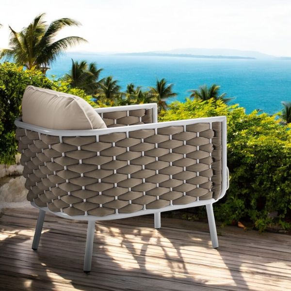 Outdoor-sessel aus aluminium und handgewebtem stoff - reda