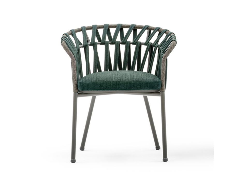 Outdoor-Sessel aus Seil, Stoff und Aluminium - Emma Cross von Varaschin Viadurini