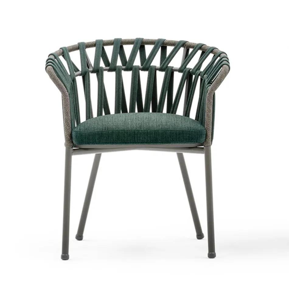 Outdoor-Sessel aus Seil, Stoff und Aluminium - Emma Cross von Varaschin Viadurini