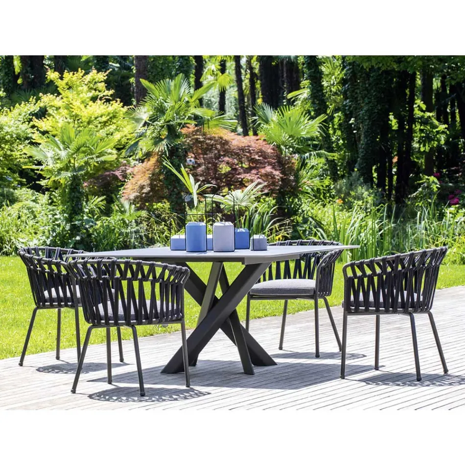 Outdoor-Sessel aus Seil, Stoff und Aluminium - Emma Cross von Varaschin Viadurini