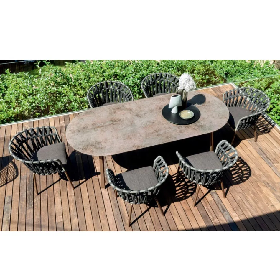 Outdoor-Sessel aus Seil, Stoff und Aluminium - Emma Cross von Varaschin Viadurini