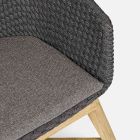 Outdoor-Sessel aus Holz und Seil mit Kissen, Homemotion, 2 Stück - Oskana Viadurini