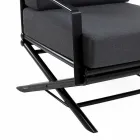 Outdoor-Sessel aus Naturholz oder Hochglanz oder Mattschwarz und Kissen - Suzana Viadurini