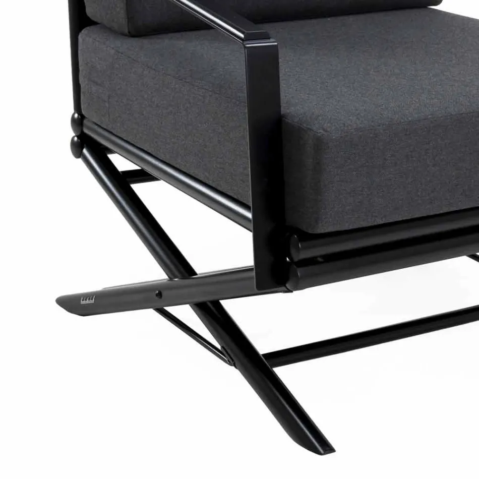 Outdoor-Sessel aus Naturholz oder Hochglanz oder Mattschwarz und Kissen - Suzana Viadurini