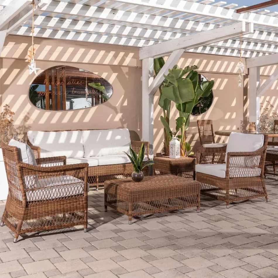 Outdoor-Sessel aus handgewebtem Polyrattan - Gigi Viadurini